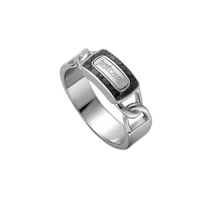 حلقه استیل با چرم مشکی  جاست کاوالی  مردانه مدل JCRG50030110